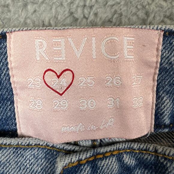 Revice Straight Leg Denim Jeans Distressed Size 24 Y2K Style Semi Stretch Denim - Picture 6 of 9